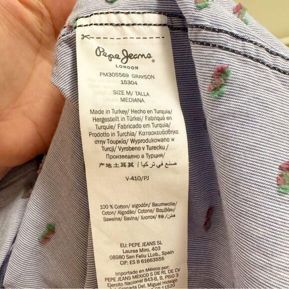 Pepe Jeans Floral Poplin Button Down Shirt - Size Medium - Picture 7 of 10